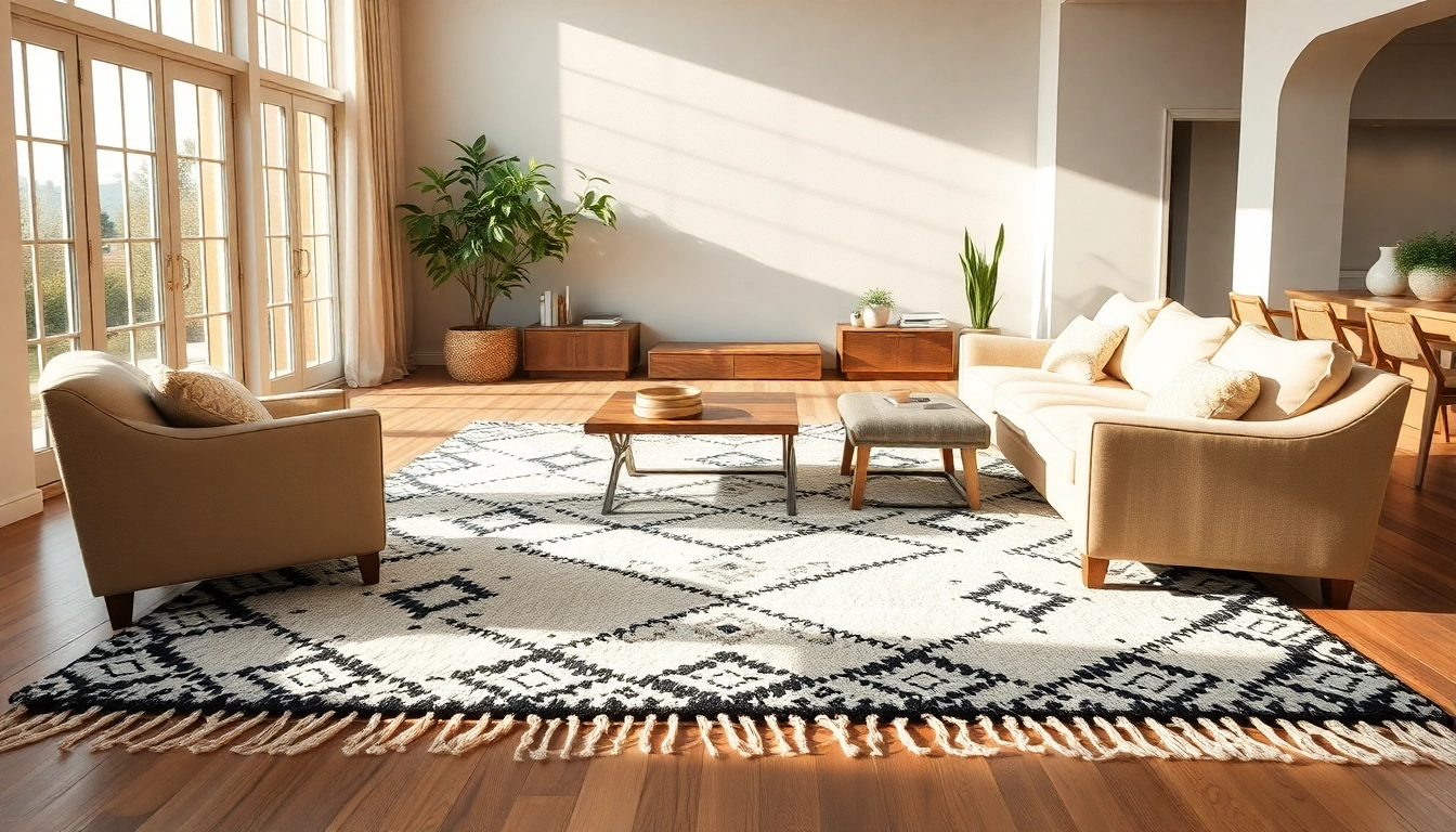 Beni Ourain rugs showcased in a stylish living room, highlighting their unique patterns and inviting atmosphere.