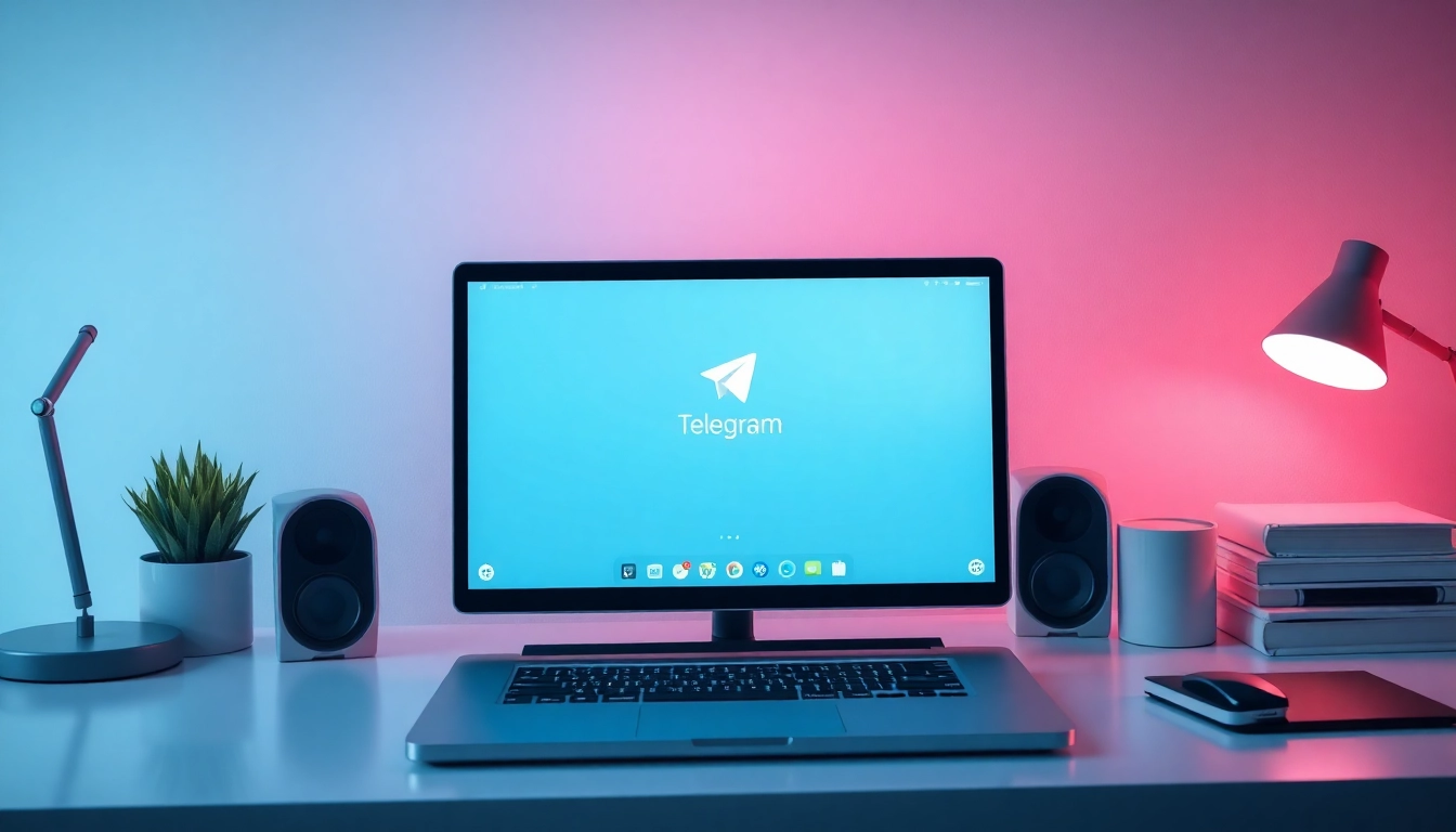 Explore the features of telegram下载电脑版 with a captivating view of the app showcased on a sleek laptop.