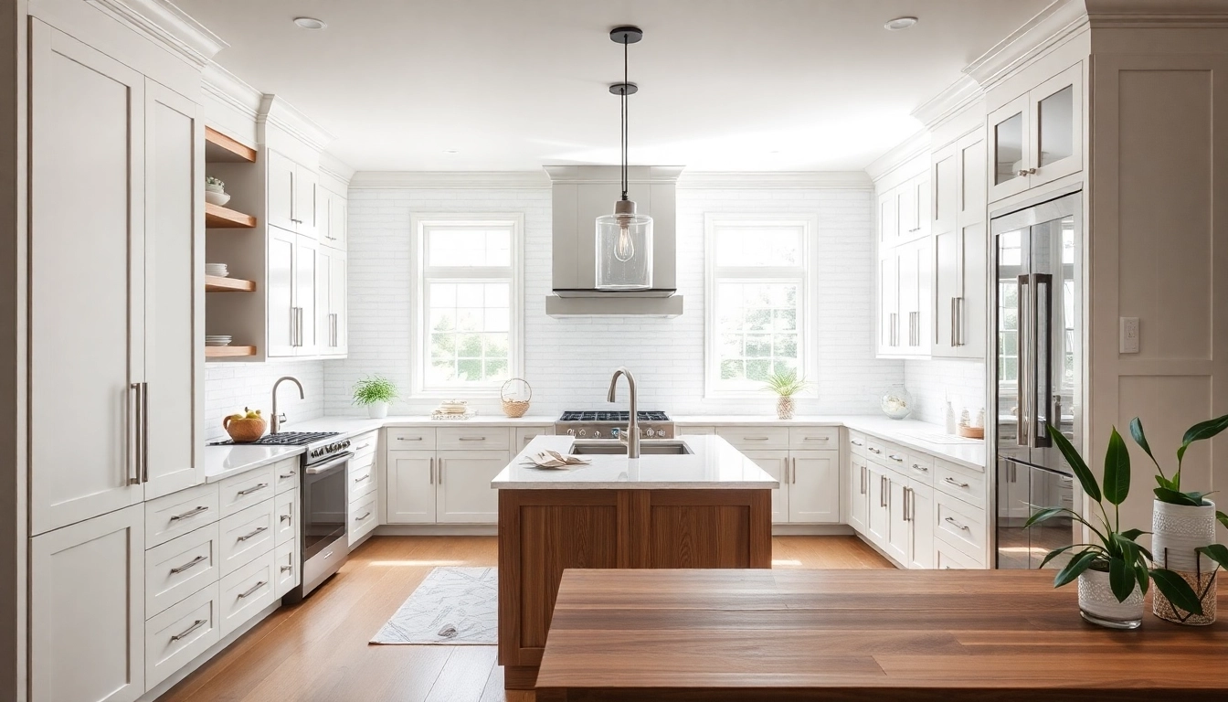 Full home renovation contractor Nashville redesigning a modern kitchen with elegant features and natural light.