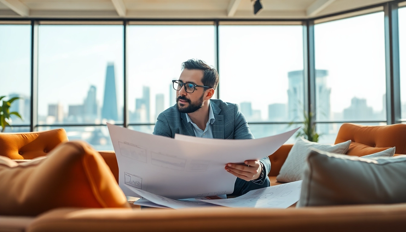 Launch successful startup with an entrepreneur brainstorming ideas in a modern office.