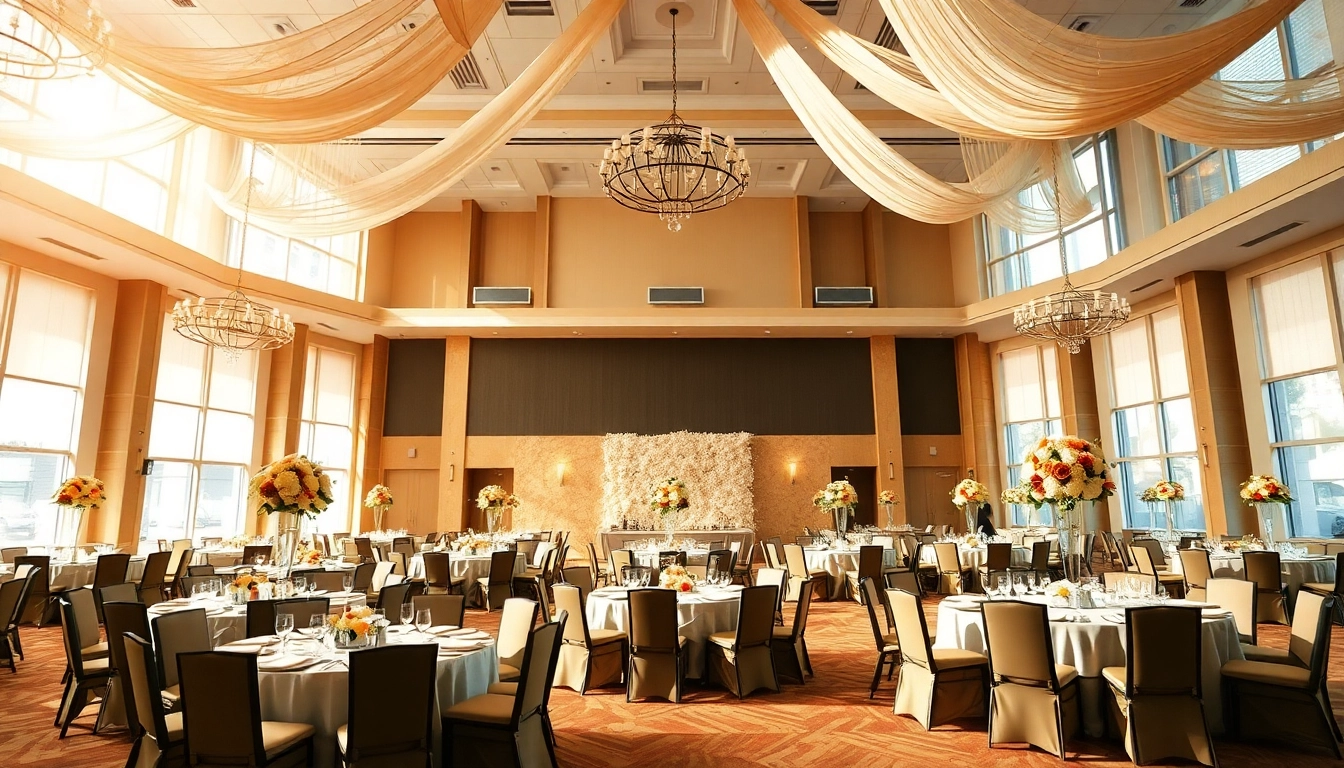 Hosting an elegant event at city venue event center with stylish decor and ample space.