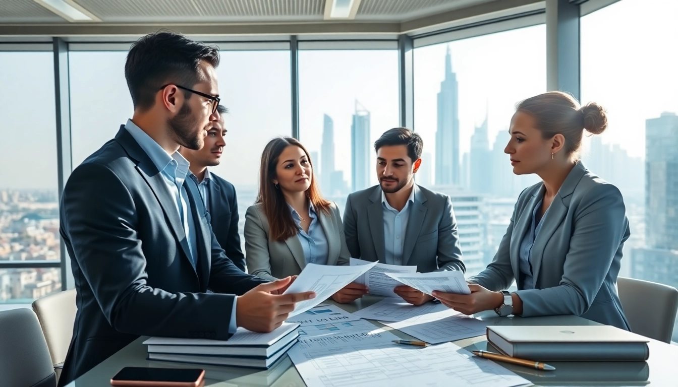 Dynamic collaboration by Quickplus Business Consultants showcasing teamwork and professionalism in a modern Dubai office.