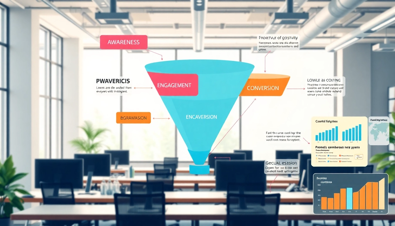 Illustrative diagram showcasing funnels for clubs and organizations with vibrant colors and clear labels.